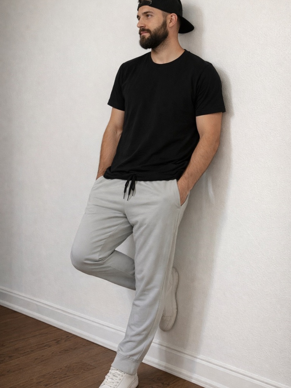 Men's Light Gray Jogger Sweatpants - Casual Pull-On Comfort